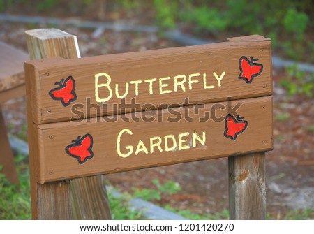 Garden signboard in the forest
