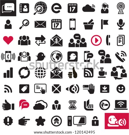 Communication icons. Web icons set. Internet icons collection. Royalty-Free Stock Photo #120142495