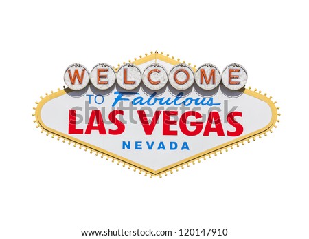 Las Vegas welcome sign diamond shape isolated with clipping path. Royalty-Free Stock Photo #120147910