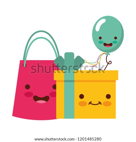 birthday kawaii gift box bag balloon party