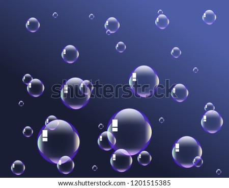 Soap bubbles blue background