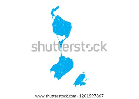 Map of Saint Pierre and Miquelon from Polygonal wire frame low poly mesh,Saint Pierre and Miquelon map Vector Illustration EPS10.