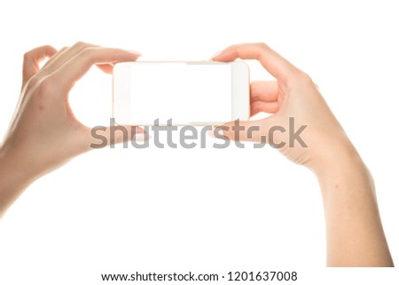 hand holding phone mobile and touching screen