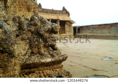 Intricately carved Mythological creature at Vittala Temple, Hampi