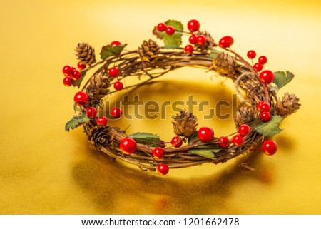 Christmas wreath. Holly ornament.