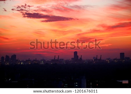 Sun rise at the  Bangkok city
