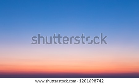 Colorful clear sky without cloud at twilight time before sunrise, take photo from top of mountain in Thailand