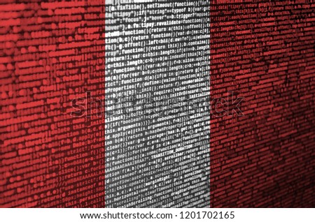 Peru flag  is depicted on the screen with the program code. The concept of modern technology and site development