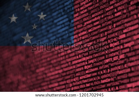 Samoa flag  is depicted on the screen with the program code. The concept of modern technology and site development