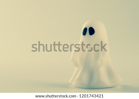 Beautiful halloween decoration trick or treat on white background with filter, concept of halloween party, copy space(text space), close-up, blank for text