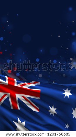 Australian Flag, Australia Color Banner (3D Render)