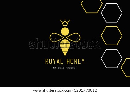 Royal bee logo design. Creative honey concept. Elegant food template.
