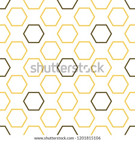 Royal bee seamless pattern. Creative honey texture of yellow and brown hexagon shapes on light background. Elegant food illustration.