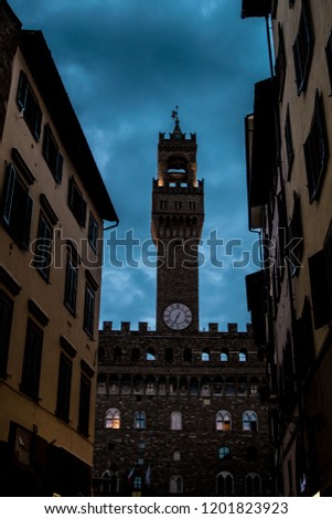 Palazzo vecchio in evening Florence Italy 