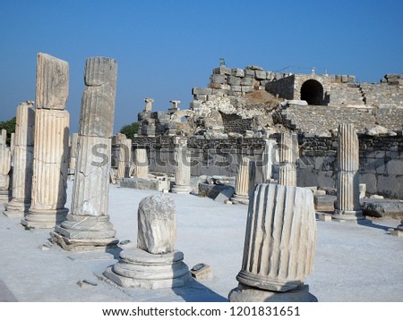 Ancient ruins in Ephesus Turkey - archeology background, (Selcuk, Izmir - Turkey)