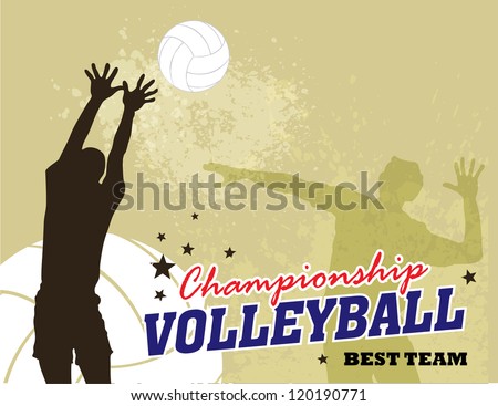 Vector Volleyball and player With Grunge Backgrounds