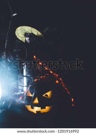 Hexing Wicked Witch in Halloween Horror Scene