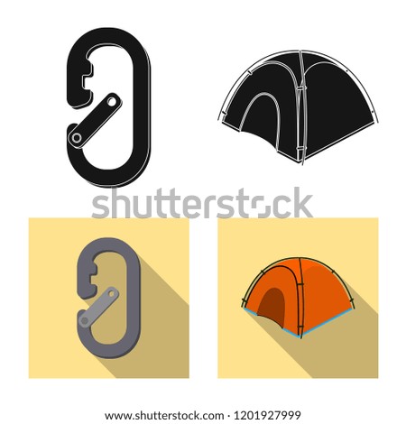 Isolated object of mountaineering and peak sign. Collection of mountaineering and camp vector icon for stock.