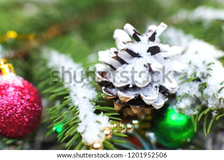 Christmas beautiful wreath on a wooden table, New Year decoration,