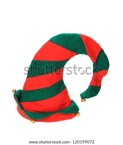 Christmas elf hat on white background
