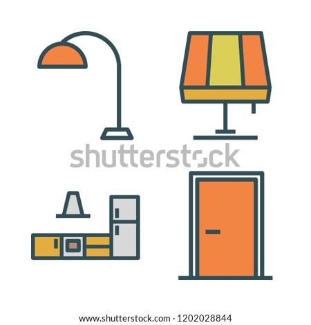 house icon set. vector set about kitchen, door and lamp icons set.