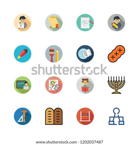school icon set. vector set about student, graduate, abacus and clip icons set.