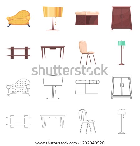 Vector design of furniture and apartment sign. Collection of furniture and home vector icon for stock.