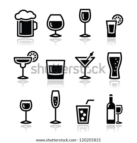 Drink alcohol beverage icons set Royalty-Free Stock Photo #120205831