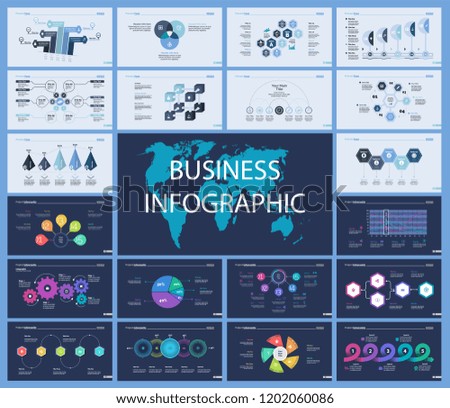 Set of production or logistics concept infographic charts. Business diagrams for presentation slide templates. For corporate report, advertising, banner and brochure design.