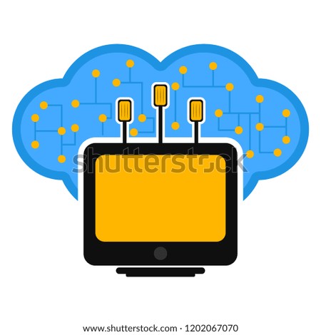Computer connected to a cloud. Cloud computing concept. Vector illustration design