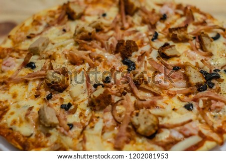 Delicious pizza close up
