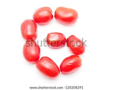 The letter of tomato on white background