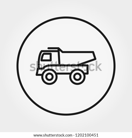 Dump truck Toy. Universal icon for web and mobile application. Vector illustration on a white background. Editable Thin line.