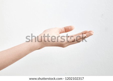 Close-up of beautiful Female hand isolated on white background, Technology Concepts with Business