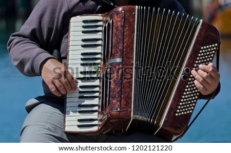 man playing the accordion