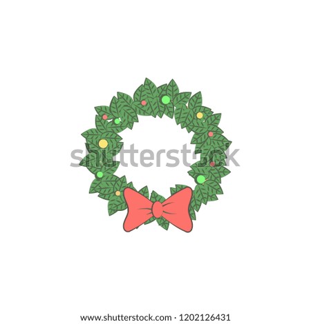 Bow, Christmas festive icon. Element of Christmas for mobile concept and web apps. Colored Bow, Christmas festive illustration can be used for web and mobile