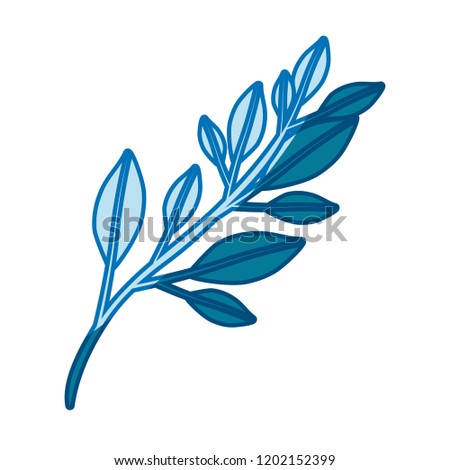 blue silhouette of branch with leaves