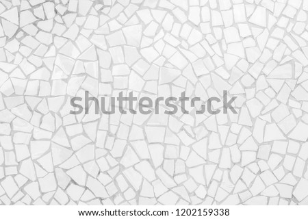 Broken tiles mosaic seamless pattern. White and Grey the tile wall high resolution real photo or brick seamless and texture interior background. Royalty-Free Stock Photo #1202159338