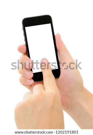 Hand of a Japanese man operating a smartphone