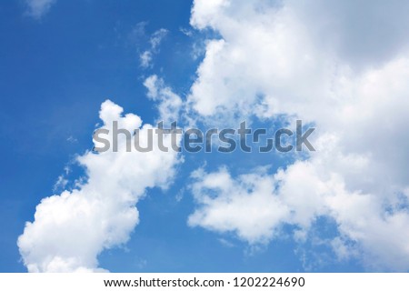 Blue sky and white clouds abstract, Soft blurry background. Of free space for your copy and branding. The color shade of white to blue. Template deigns concept. 