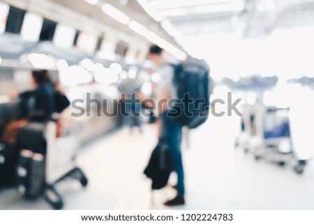 Abstract blurred crowd of passenger check in of airport ticket, Business transport