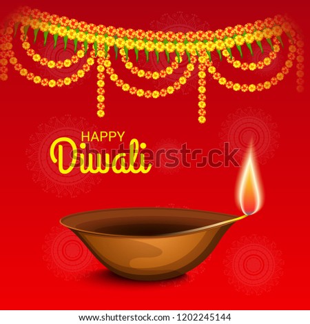Vector illustration of Creative Banner or  Poster for Indian Light Festival of Diwali Celebration.