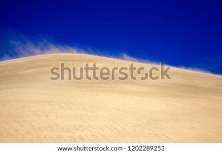 sand and wind pattern on dune surface, sand flying in strong wind, Dunes of Maspalomas, Gran Canaria