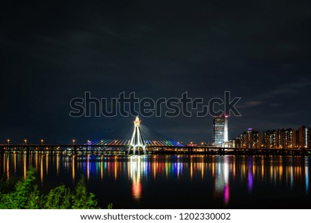 A colorful view of Seoul Olympic Bridge  Royalty-Free Stock Photo #1202330002