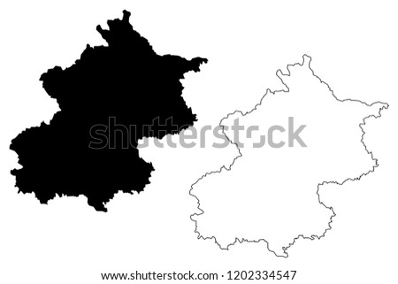 Beijing (Administrative divisions of China, China, People's Republic of China, PRC) map vector illustration, scribble sketch Peking map
