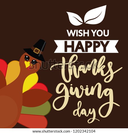Vector Illustration of a Happy Thanksgiving Celebration Design with Cartoon Turkey.