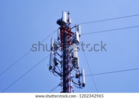 3G, 4G and 5G cellular. Base Station or Base Transceiver Station. Telecommunication tower. Wireless Communication Antenna Transmitter. Development of communication system in urban area.