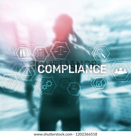 Compliance diagram with icons. Business concept on abstract background.