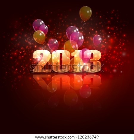 happy new 2013 year. holiday background with flying balloons