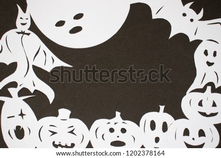 Halloween theme paper figures top view